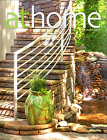 athome Magazine Summer 2013 'Design Driven Cliffs lake house inspired by grandparent's log cabin Custom' Home Article about Carver Group